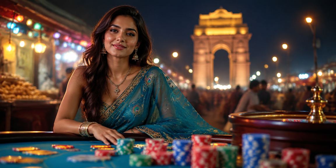 Delhi India Gate with casino betting ambiance